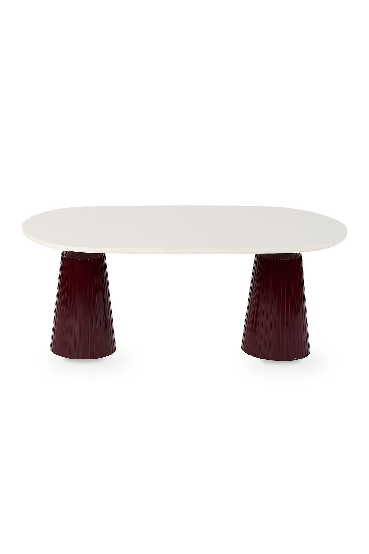 Calista Bordo Modern Orta Sehpa | Oval Tabla Çift Ayaklı Salon Sehpası