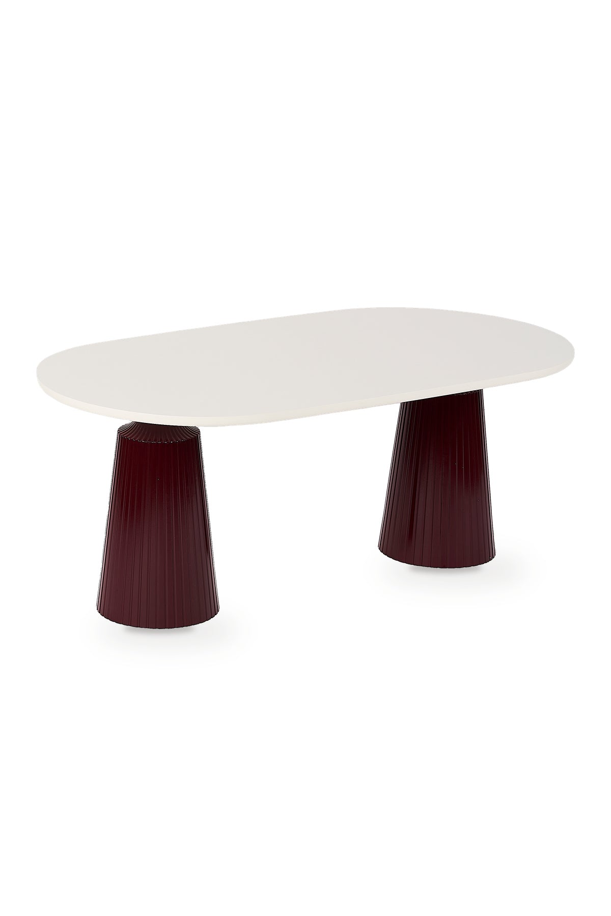 Calista Bordo Modern Orta Sehpa | Oval Tabla Çift Ayaklı Salon Sehpası