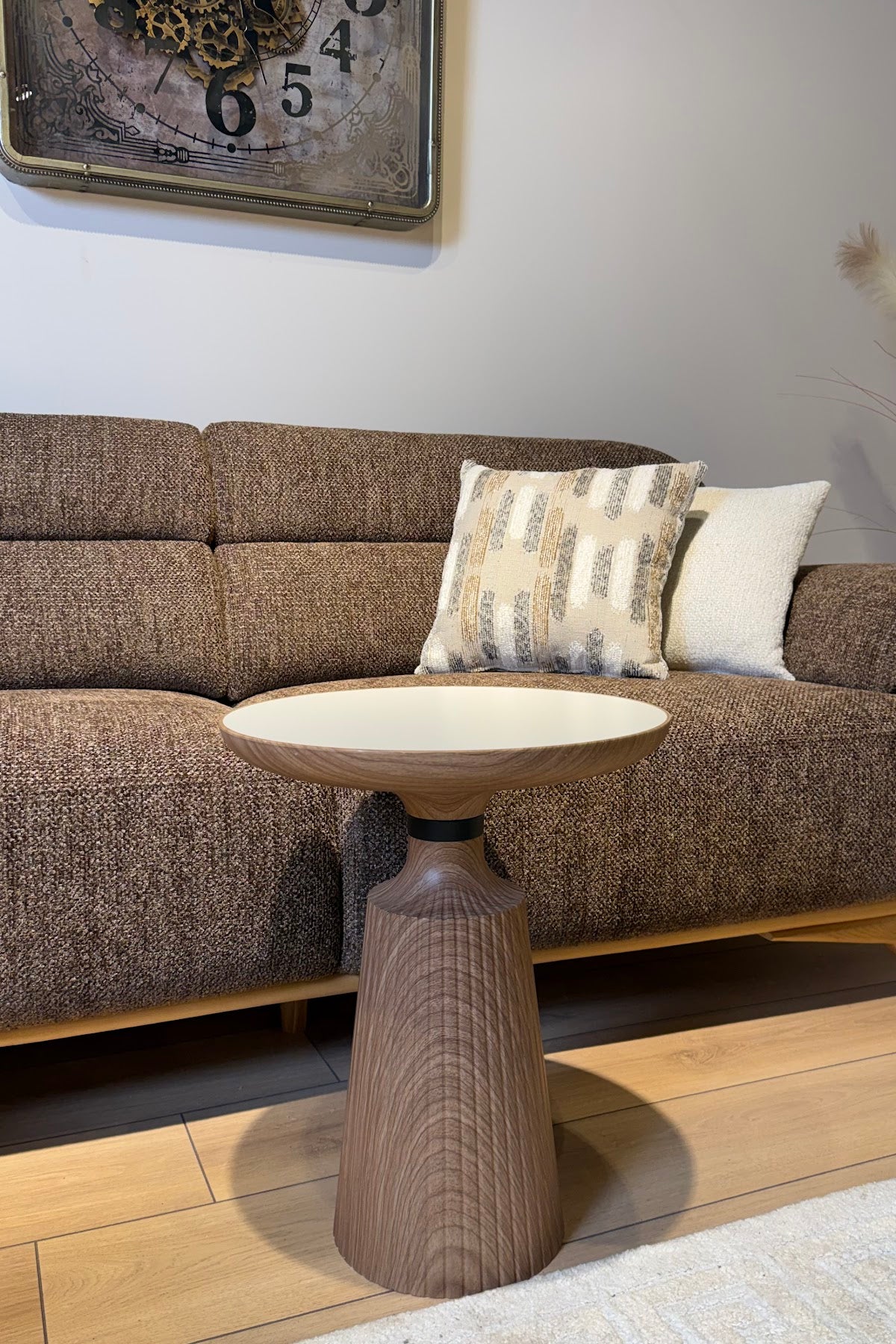 Calista Walnut Effect Modern Single Side Table | Single Piece Large Size Coffee Table