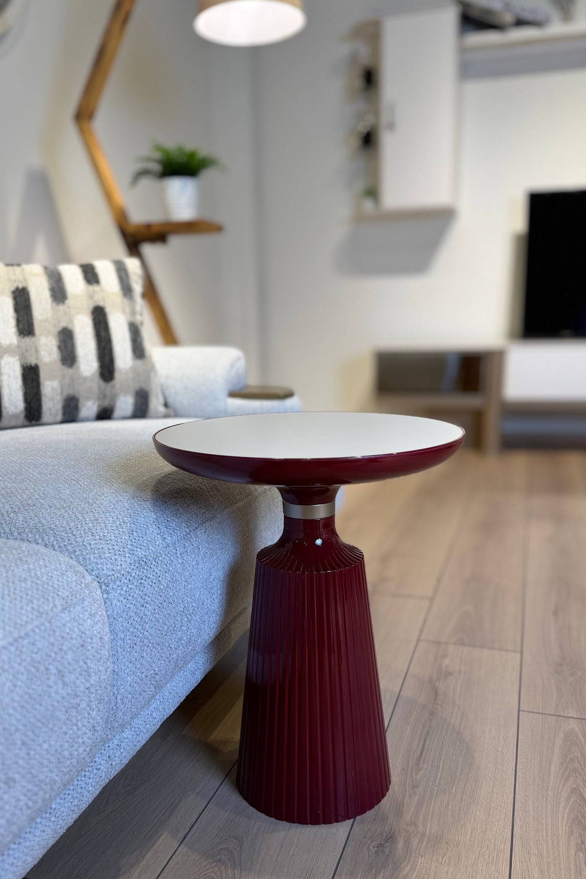 Calista Burgundy Modern Single Side Table | Single Piece Large Size Coffee Table