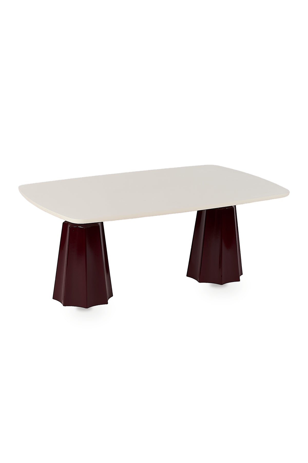 Marmaros Bordo Modern Orta Sehpa | Dikdörtgen Tabla Çift Ayaklı Salon Sehpası