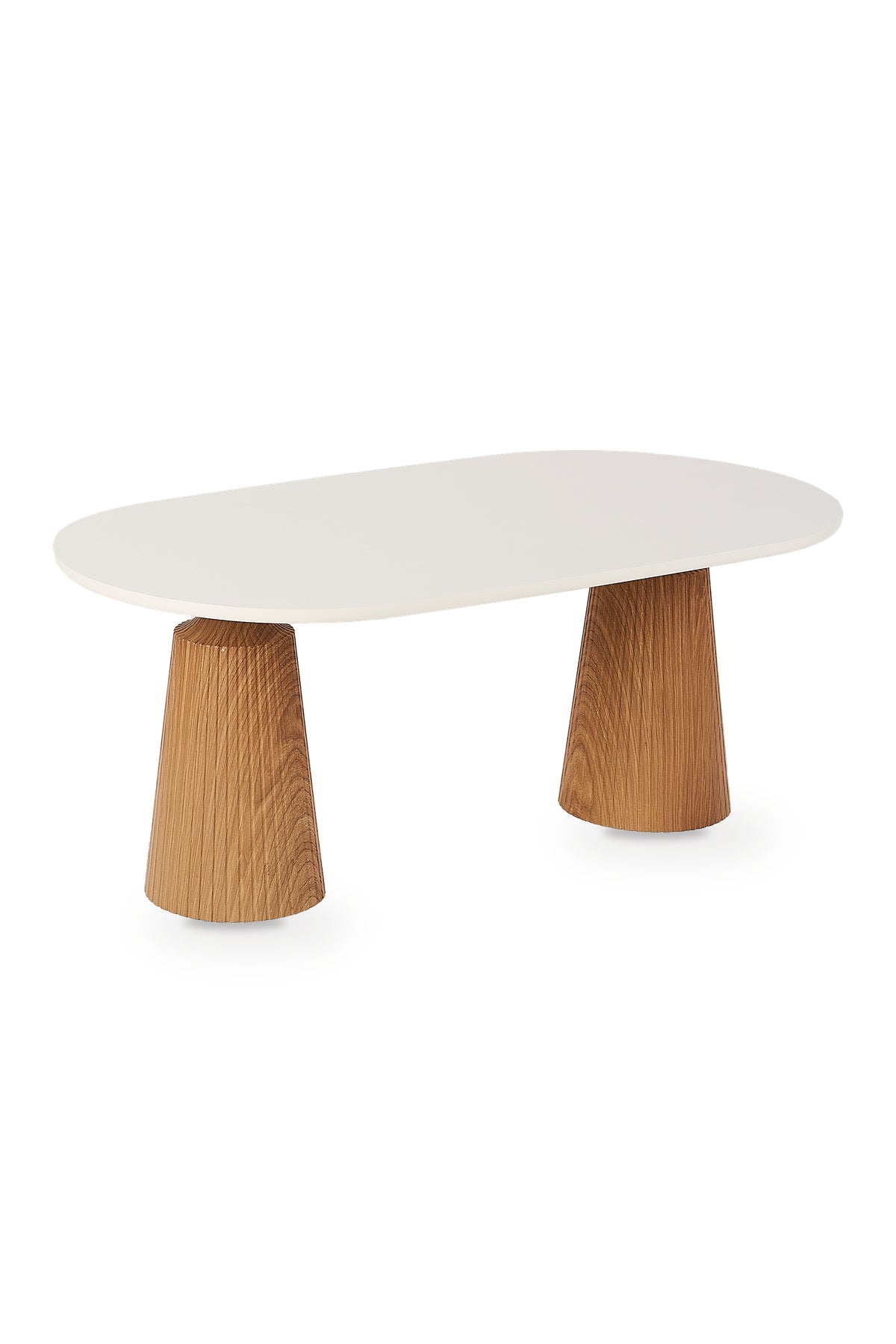 Calista Ceviz Efektli Modern Orta Sehpa | Oval Tabla Çift Ayaklı Salon Sehpası