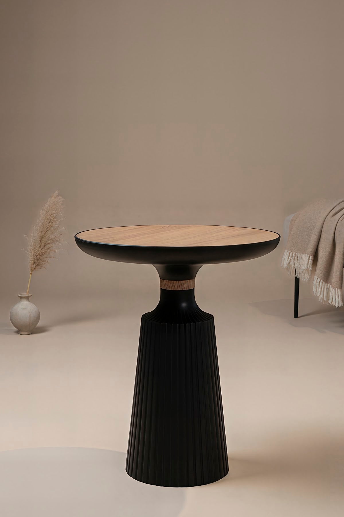 Calista Black-Wood Modern Single Side Table | One-Piece Large Size Coffee Table