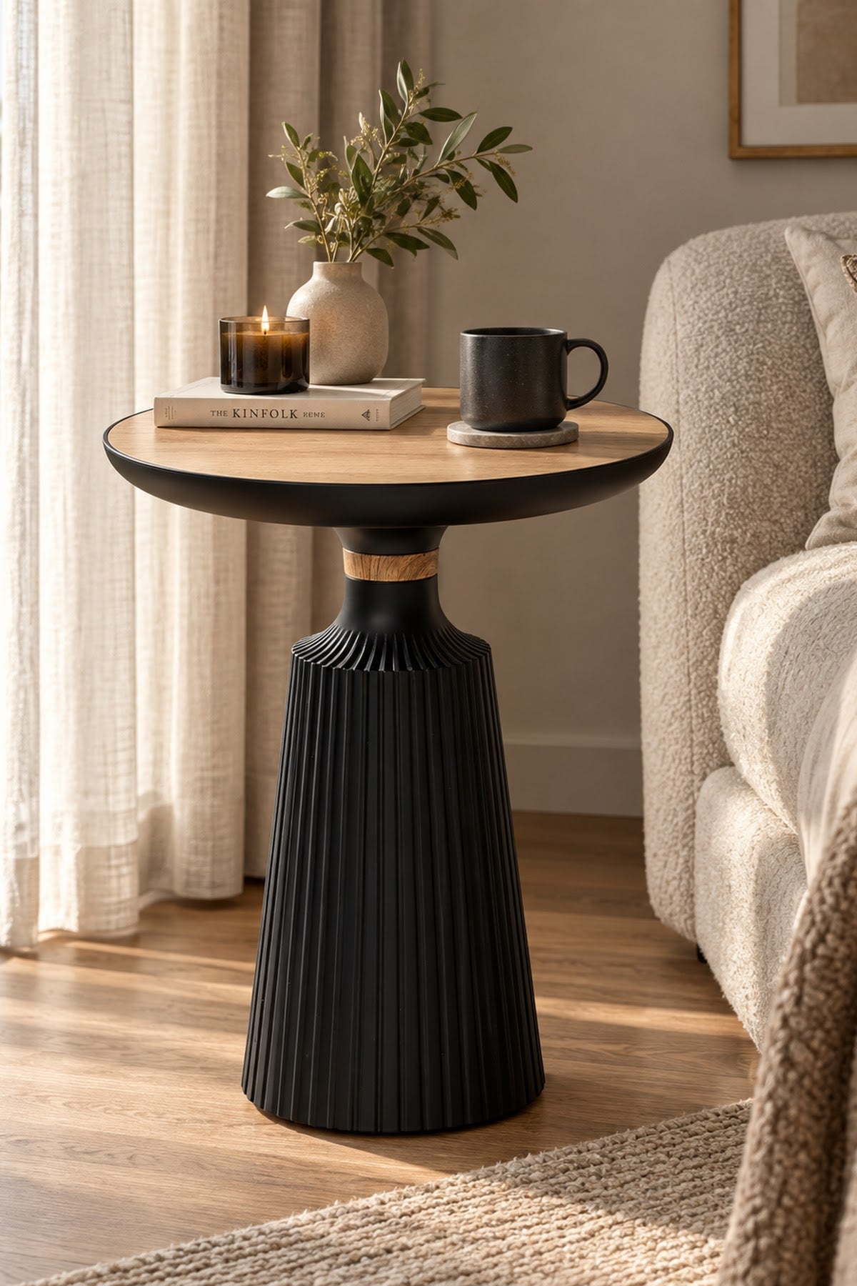 Calista Black-Wood Modern Single Side Table | One-Piece Large Size Coffee Table
