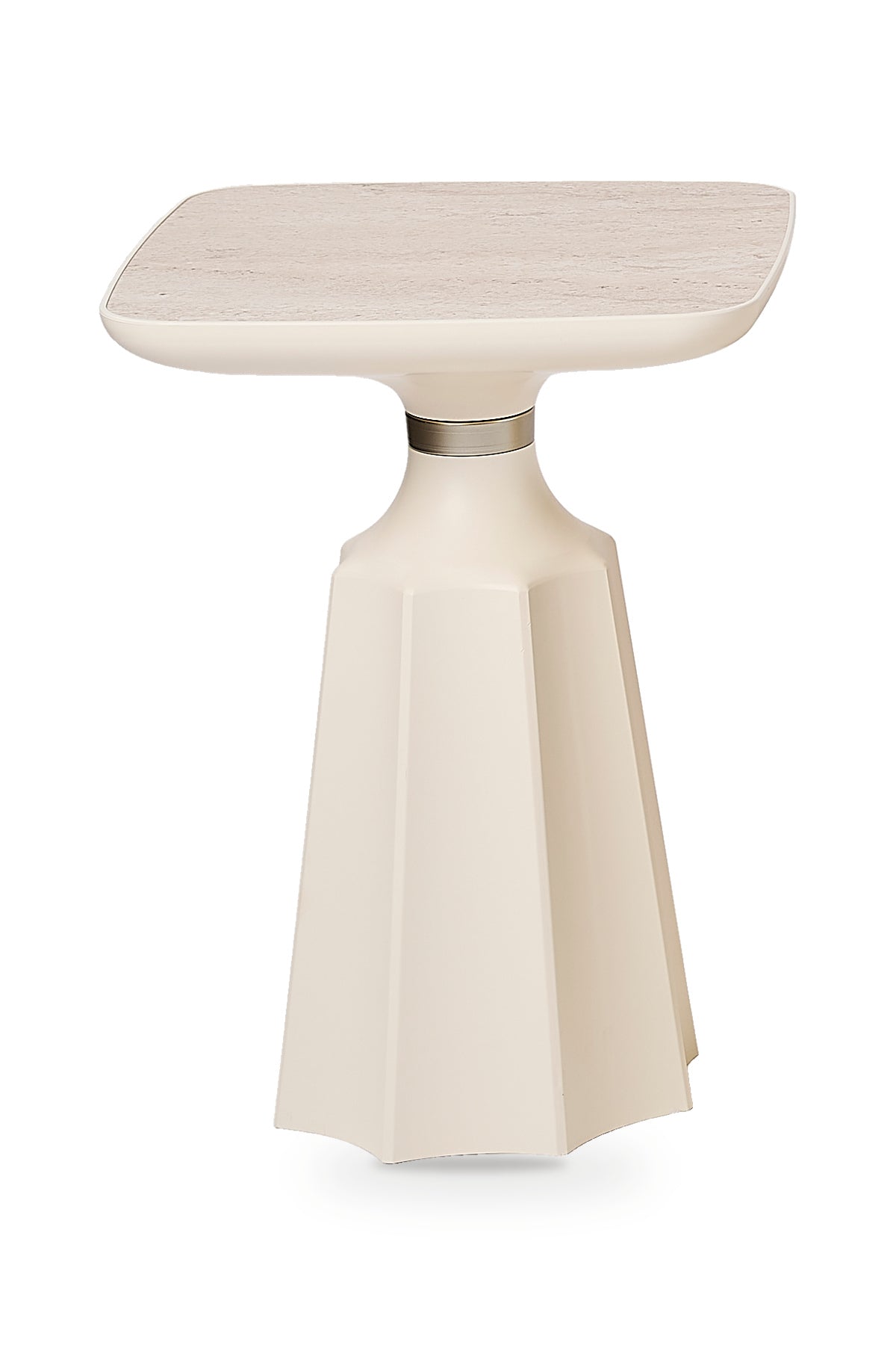 Marmaros Moonstone-Travertine Modern Single Side Table | Single Piece Large Coffee Table