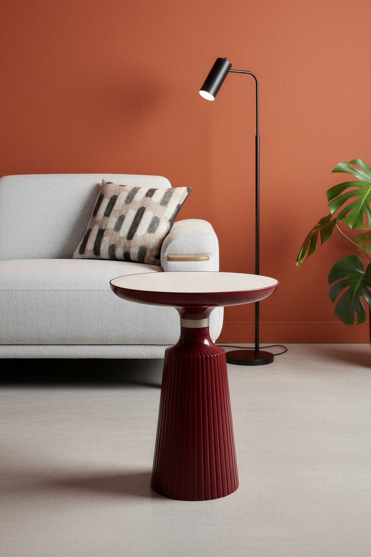 Calista Burgundy Modern Single Side Table | Single Piece Large Size Coffee Table