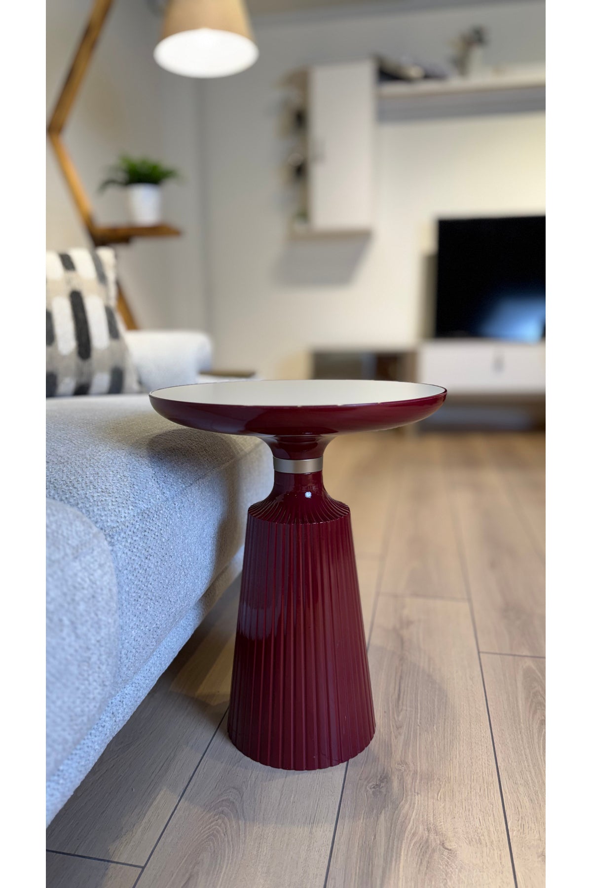 Calista Bordo Modern 3'lü Yan Sehpa Takımı | Zigon Sehpa Seti - Bordo - Görsel 4