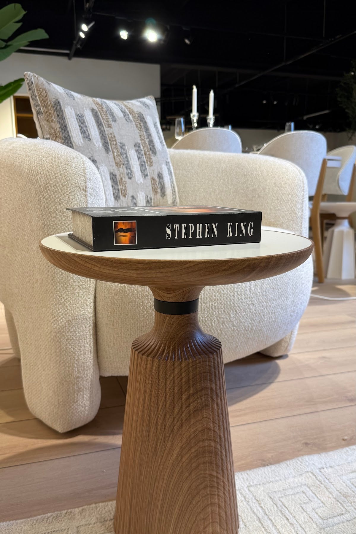 Calista Walnut Effect Modern Single Side Table | Single Piece Large Size Coffee Table