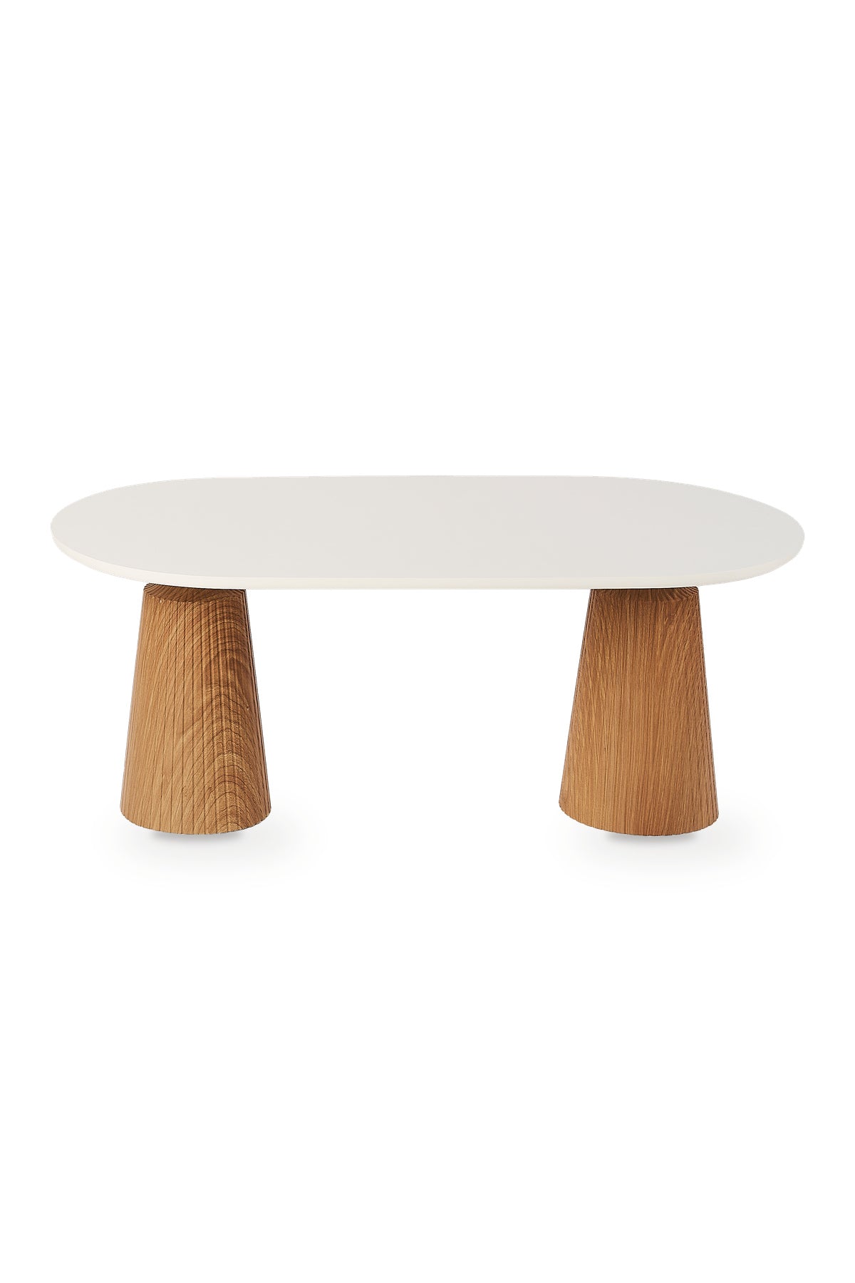 Calista Ceviz Efektli Modern Orta Sehpa | Oval Tabla Çift Ayaklı Salon Sehpası