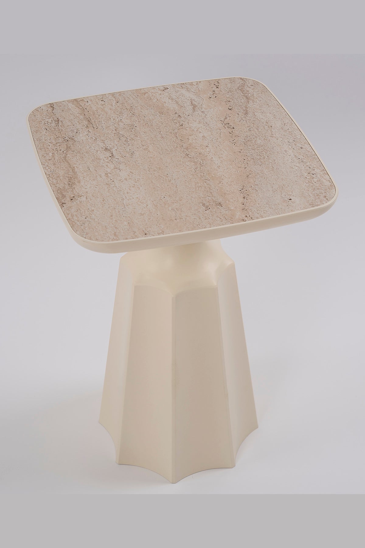 Marmaros Moonstone-Travertine Modern Single Side Table | Single Piece Large Coffee Table