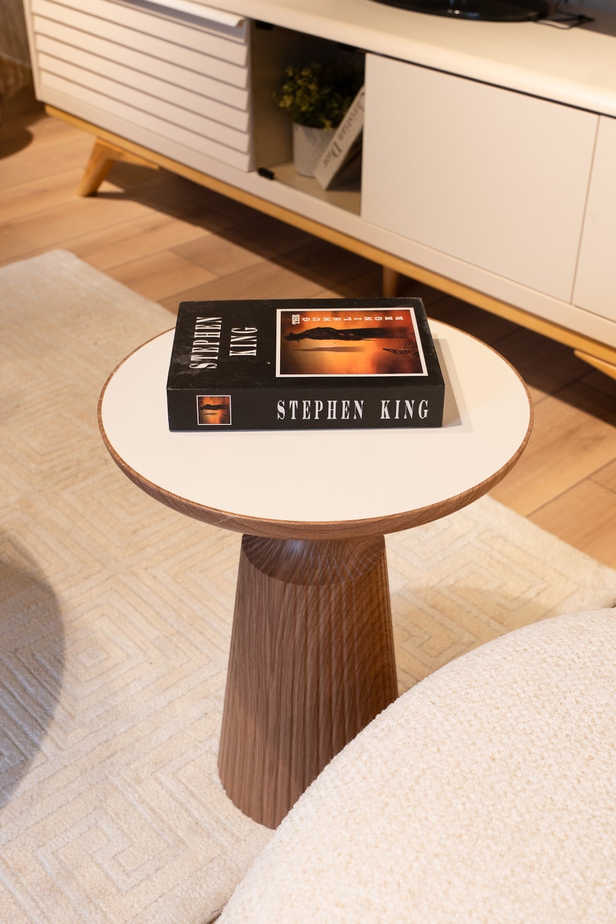 Calista Walnut Effect Modern Single Side Table | Single Piece Large Size Coffee Table