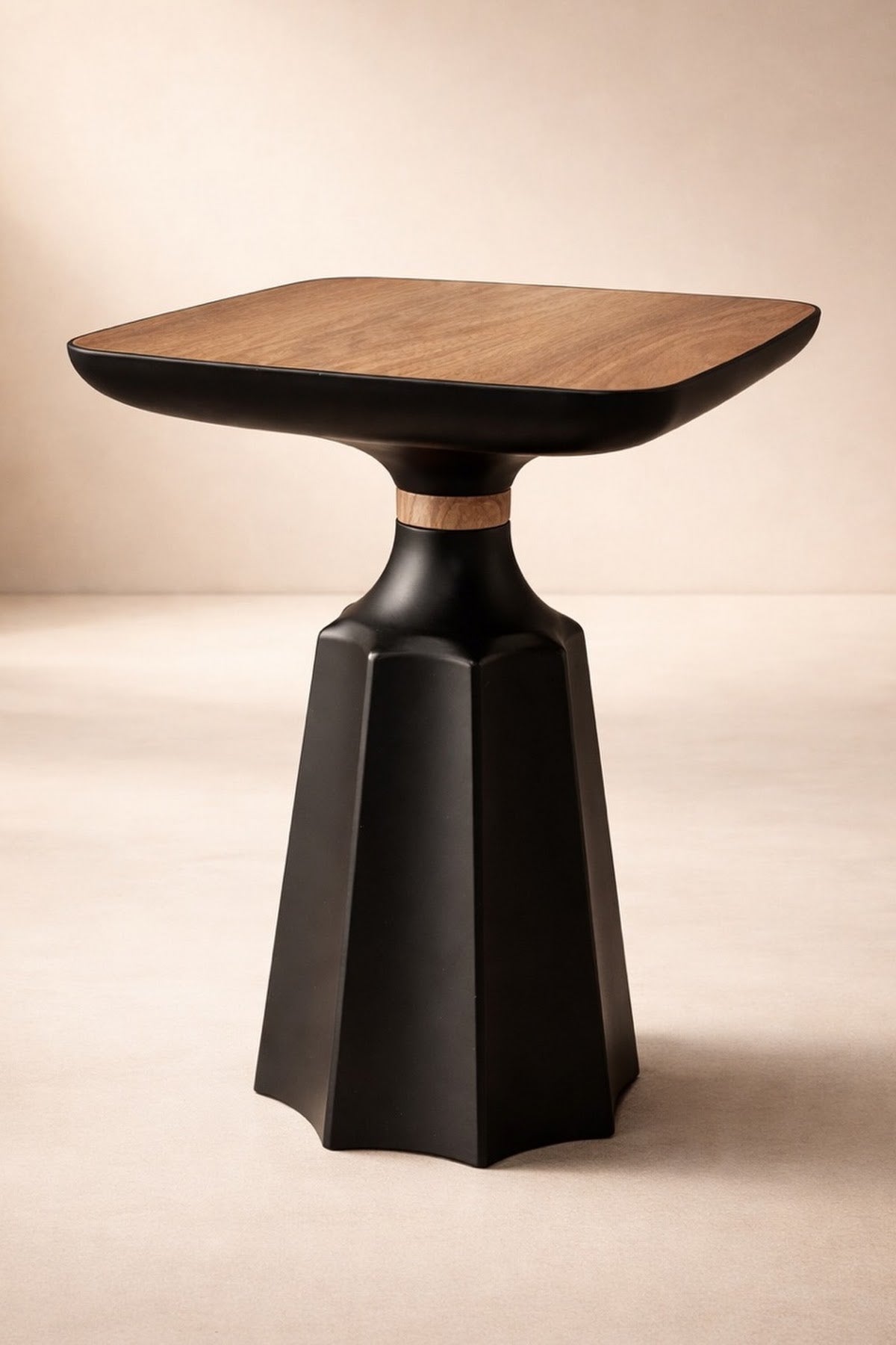 Marmaros Black-Wood Modern Single Side Table | One-Piece Large Size Coffee Table