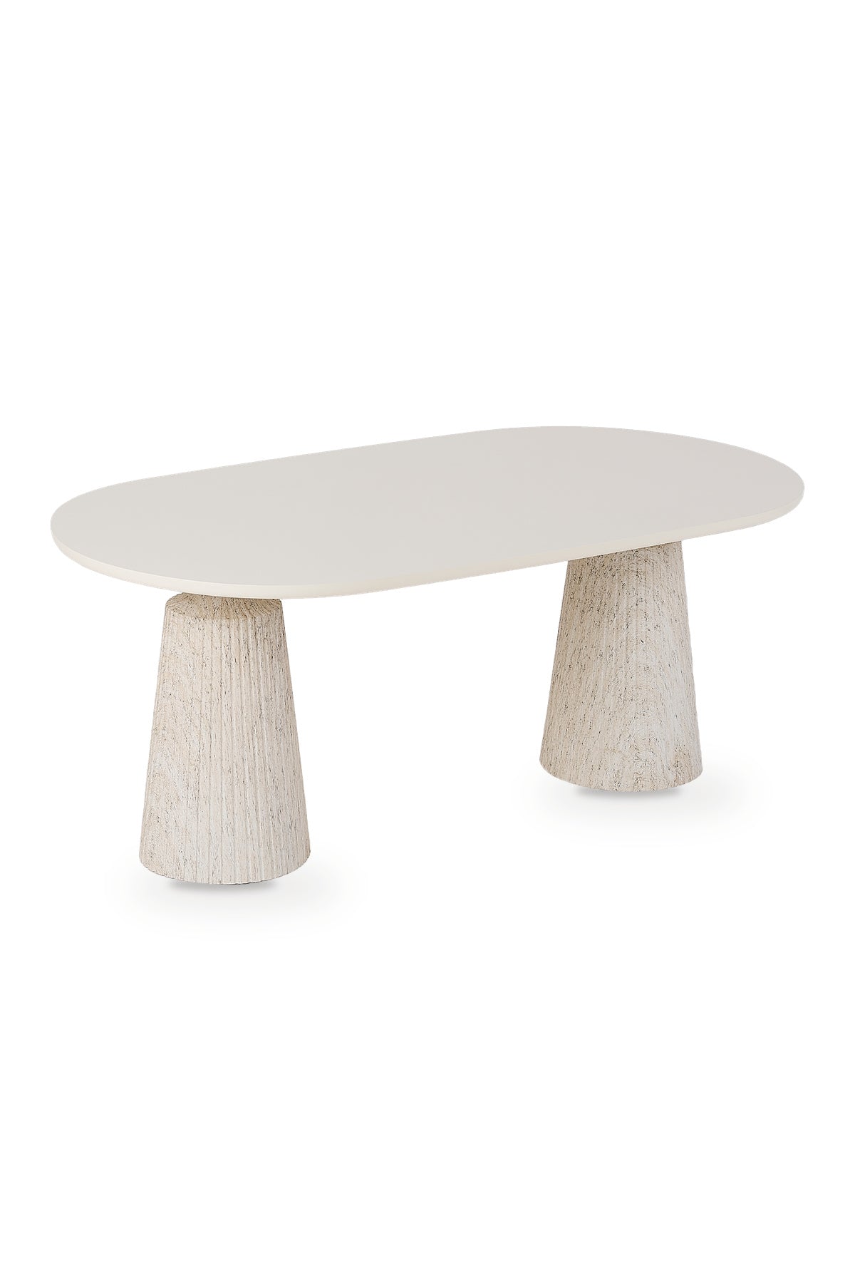 Calista Traverten Modern Orta Sehpa | Oval Tabla Çift Ayaklı Salon Sehpası