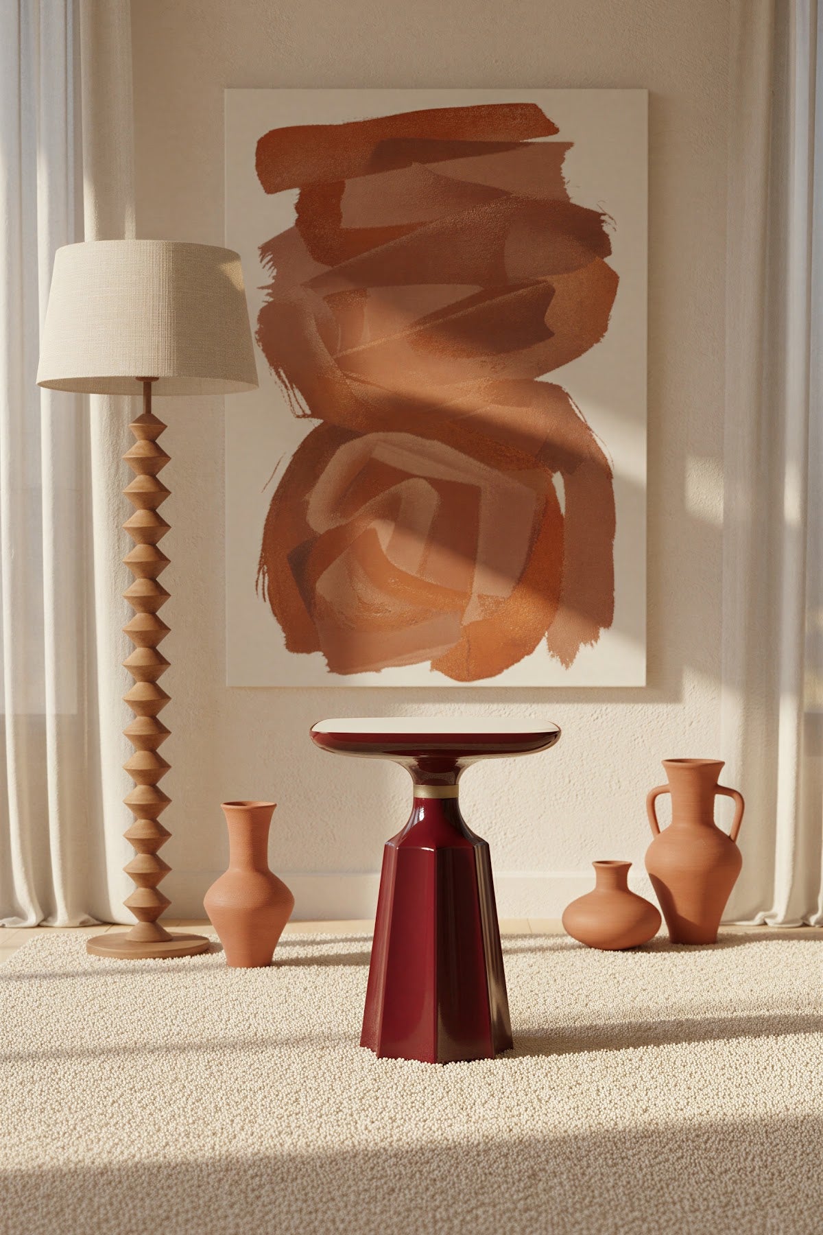 Marmaros Bordeaux Modern Single Side Table | One-Piece Large Size Coffee Table
