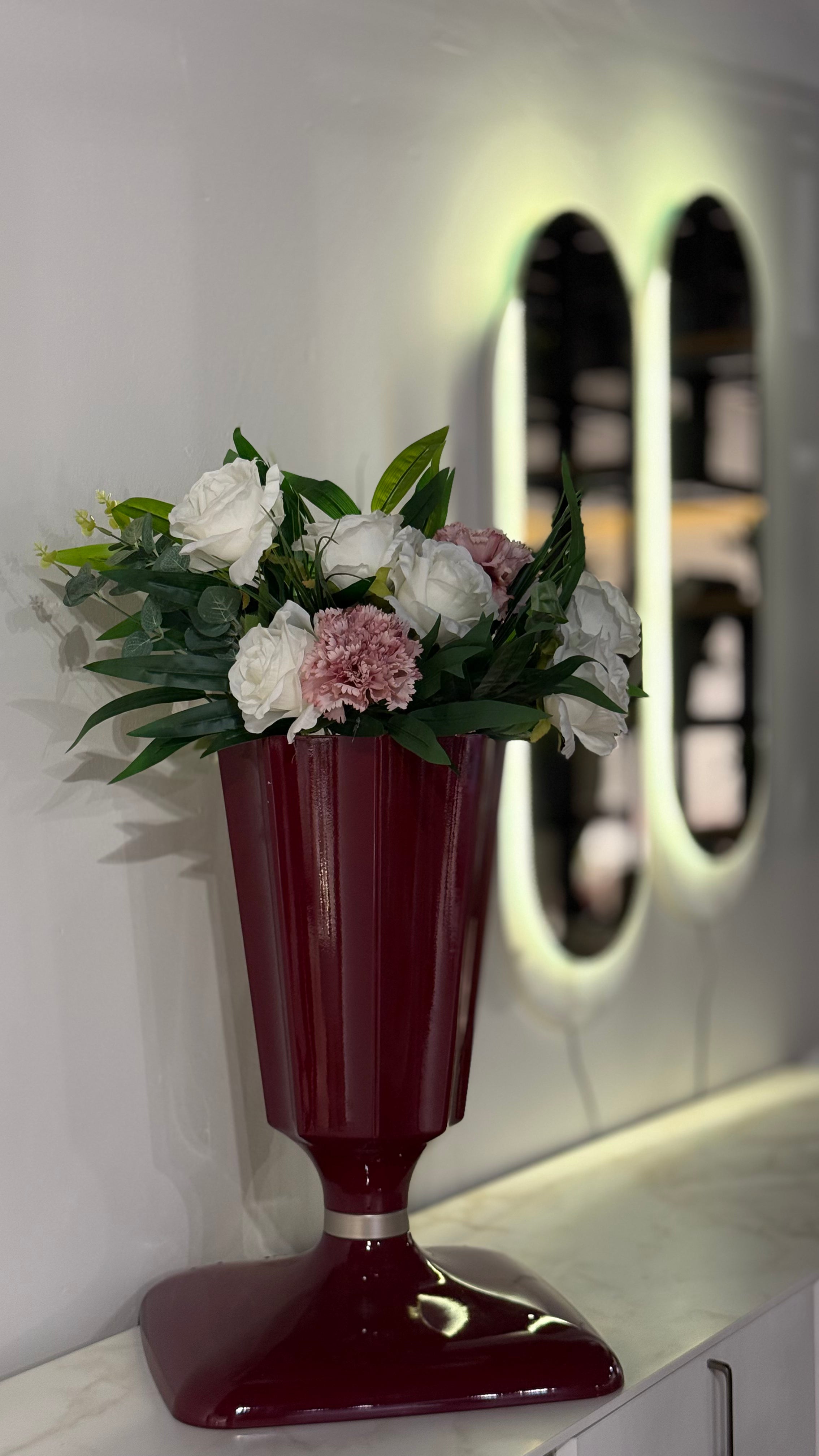 Veloni Saksı | Bordo | Modern Dekoratif Vazo