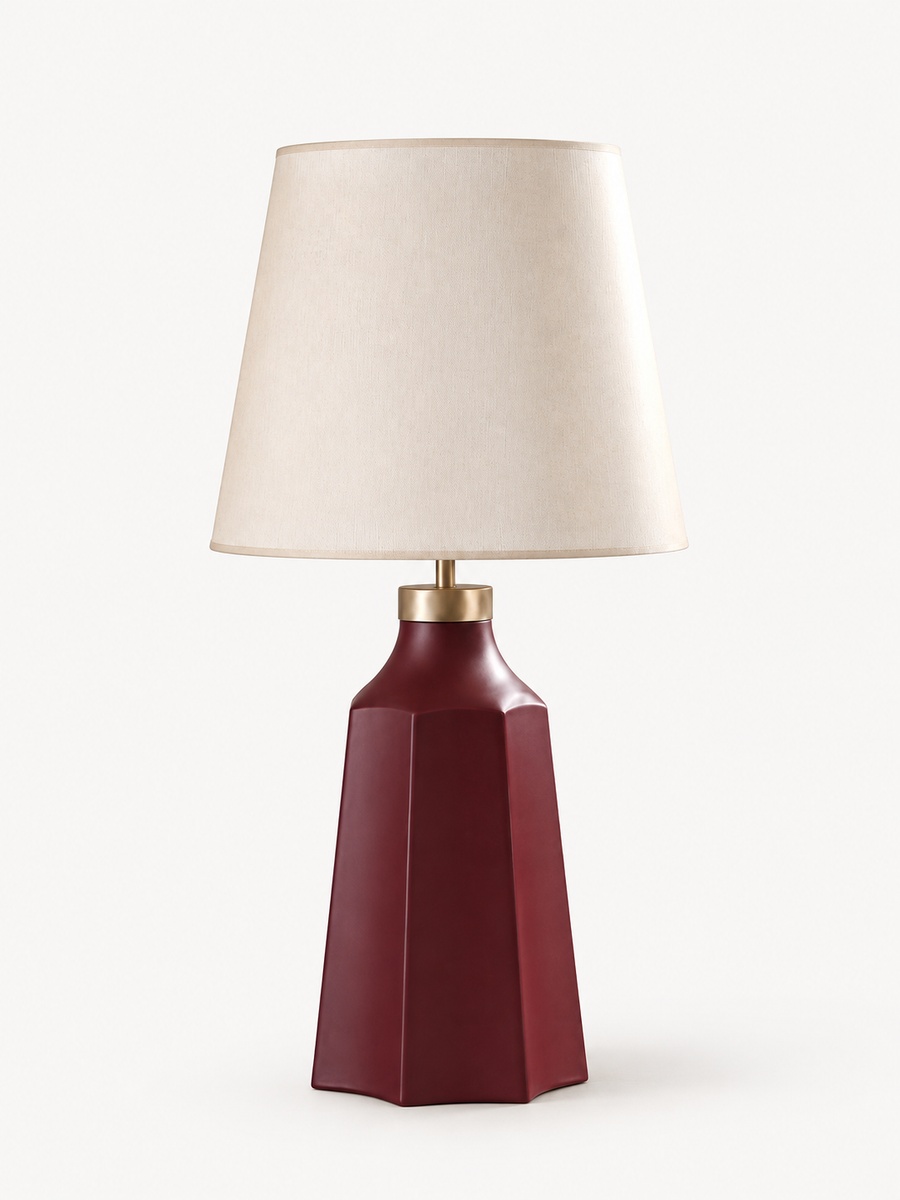 Marmaros Burgundy Decorative Lampshade Modern Design Table Lamp | Living Room and Bedroom Lighting
