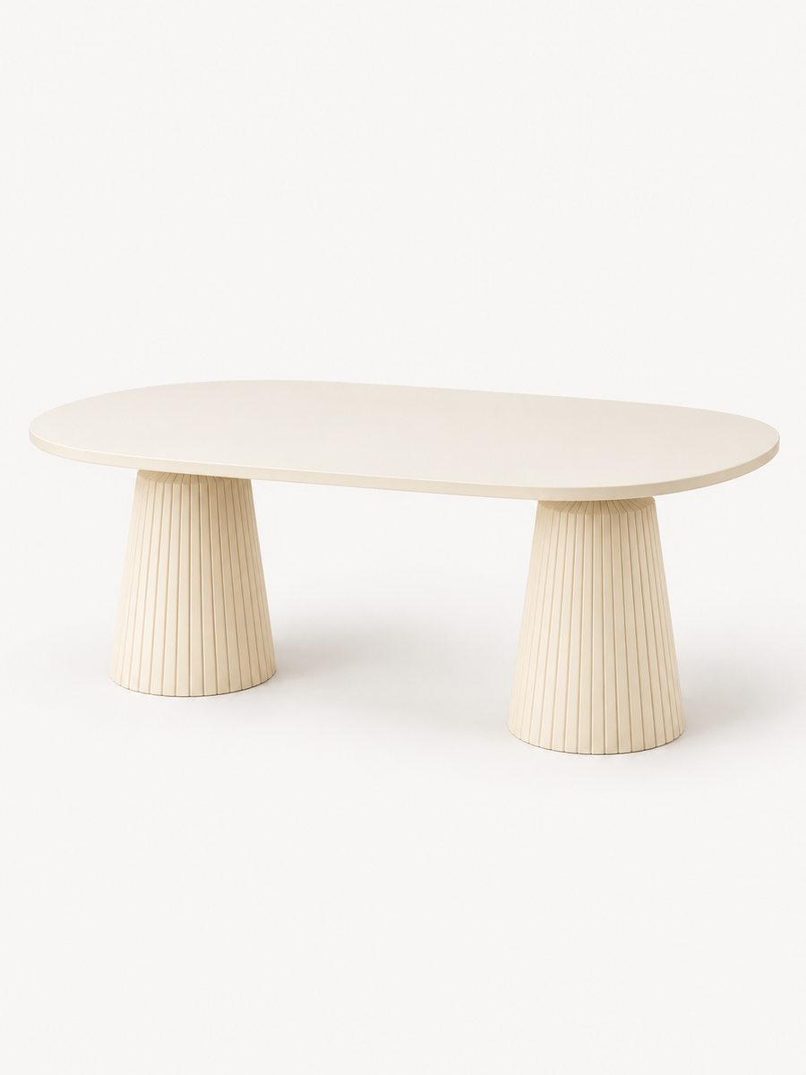 Calista Aytaşı Modern Orta Sehpa | Oval Tabla Çift Ayaklı Salon Sehpası