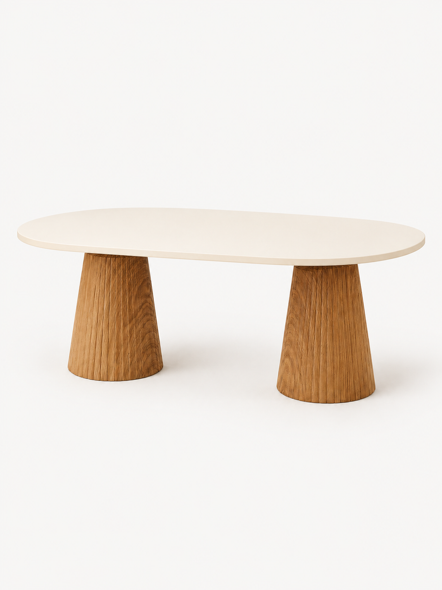 Calista Ceviz Efektli Modern Orta Sehpa | Oval Tabla Çift Ayaklı Salon Sehpası
