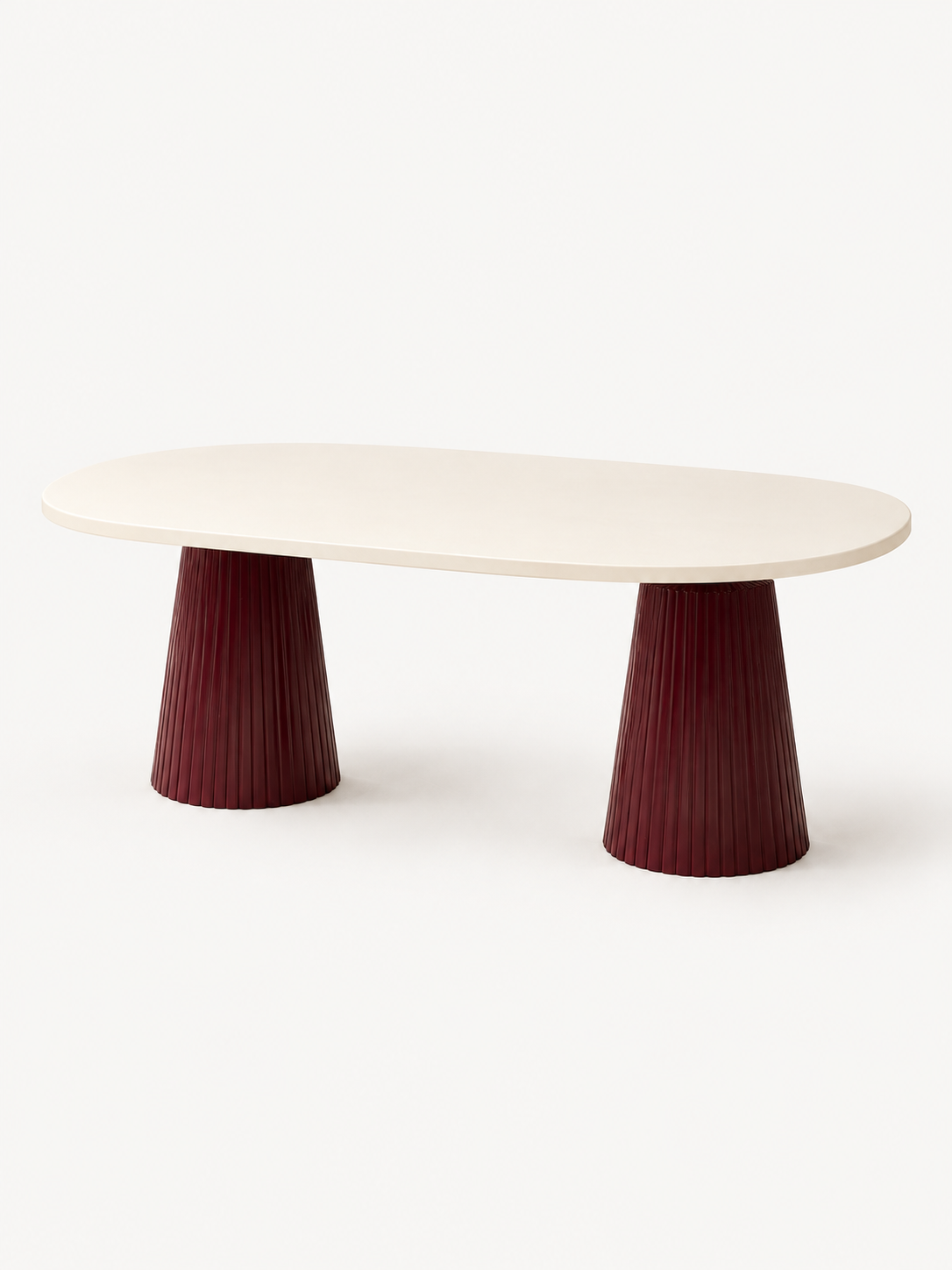 Calista Bordo Modern Orta Sehpa | Oval Tabla Çift Ayaklı Salon Sehpası